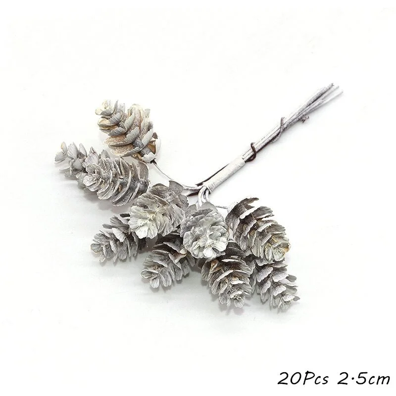 White Theme Artificial Flower Cherry Stamen Berries Bundle DIY Christmas Decoration Wedding Cake Gift Box Wreaths Xmas Decor