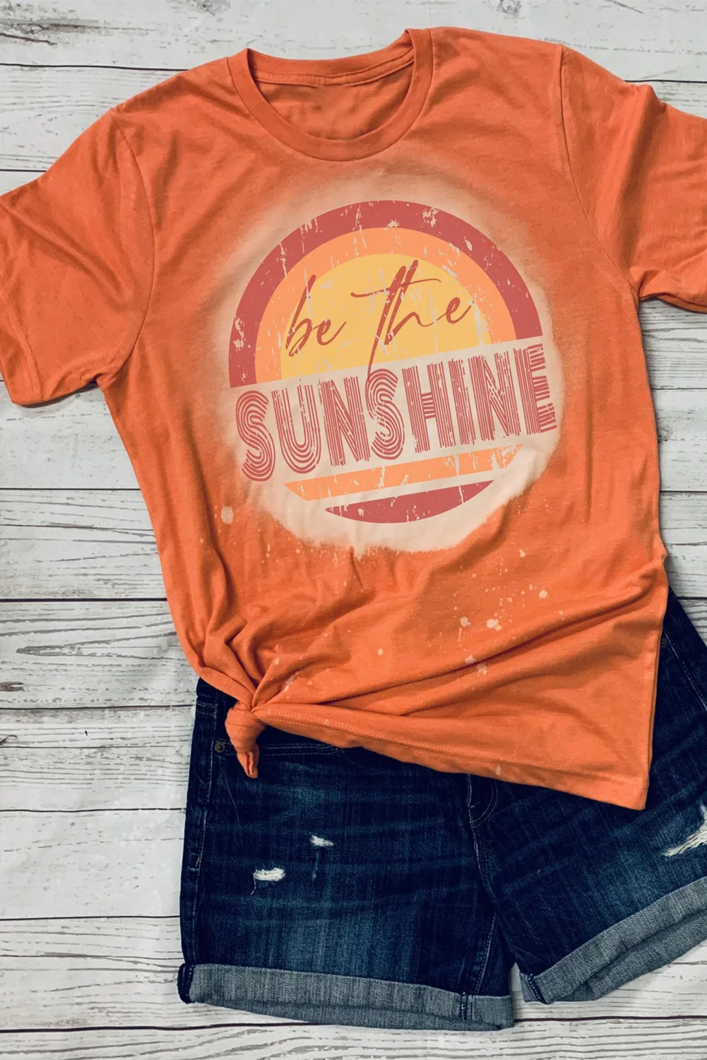 Orange Be The Sunshine Graphic Print Crewneck T Shirt | IFYHOME