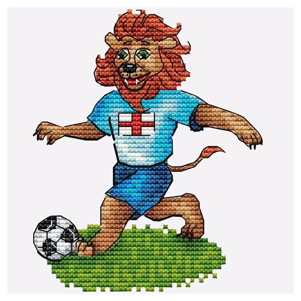 

Lion Kicks Ball - 11CT Stamped Cross Stitch - 35*35CM, 501 Original