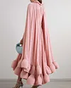 Cape-Effect Tie-Detailed Ruffled Crepe Dress