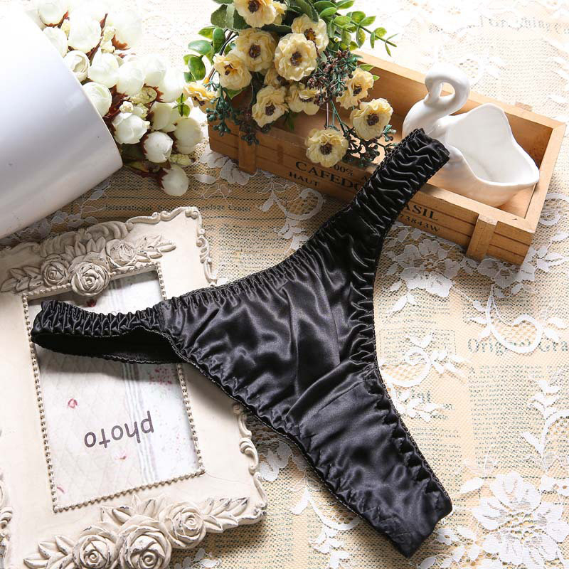 Xinyulin 100% Silk Sexy Female Panties Smooth Soft Comfortable Underwear Fashion Pure Color Thongs Breathabke Briefs Elastic Underpants