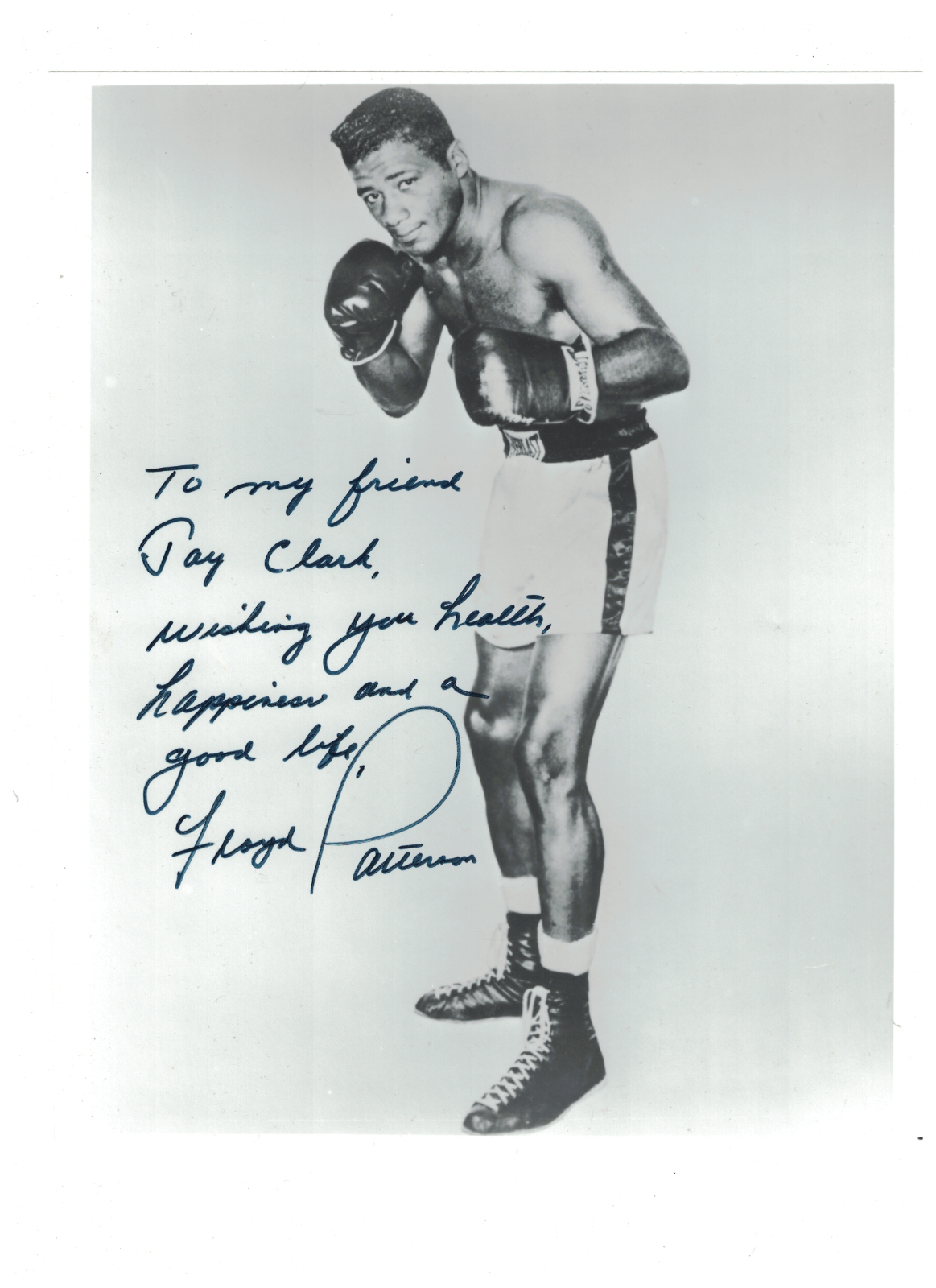 Floyd Patterson Boxing Inscribed Personalized Signed 8 x 10