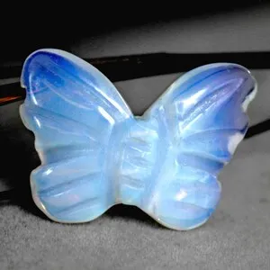 pornhint Pornhint Hand Carved Opalite Butterfly Totem Spirit Animal Figurine Fetish 9781
