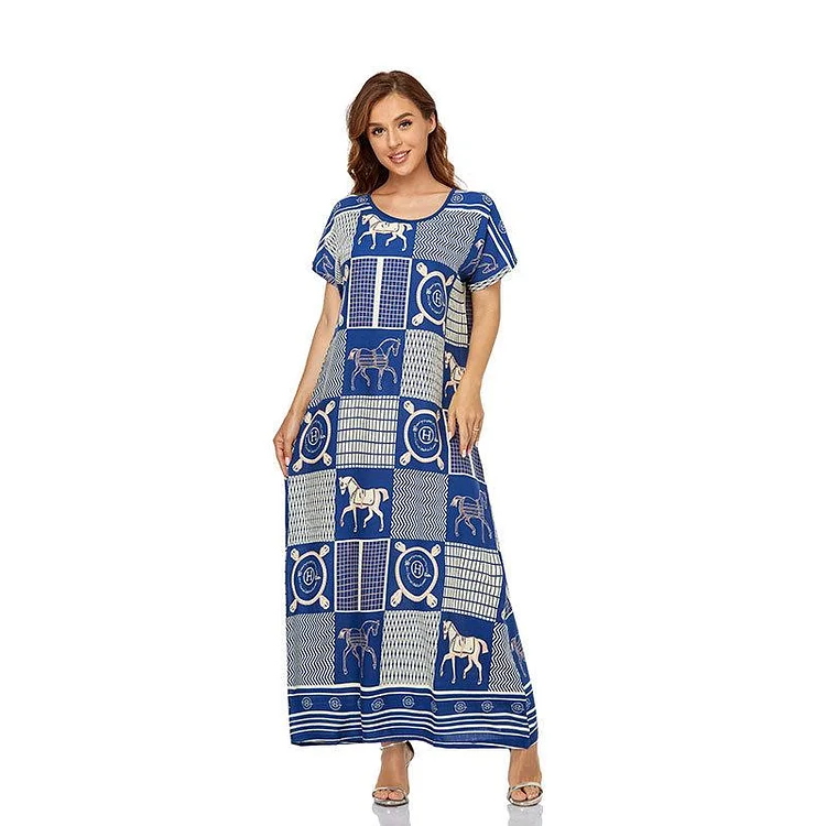 Muslim Women Stylish Kashibo Abaya Muslim Ladies Long Gown Islamic Clothing Jilbab Jalabiya Short Sleeve Dress
