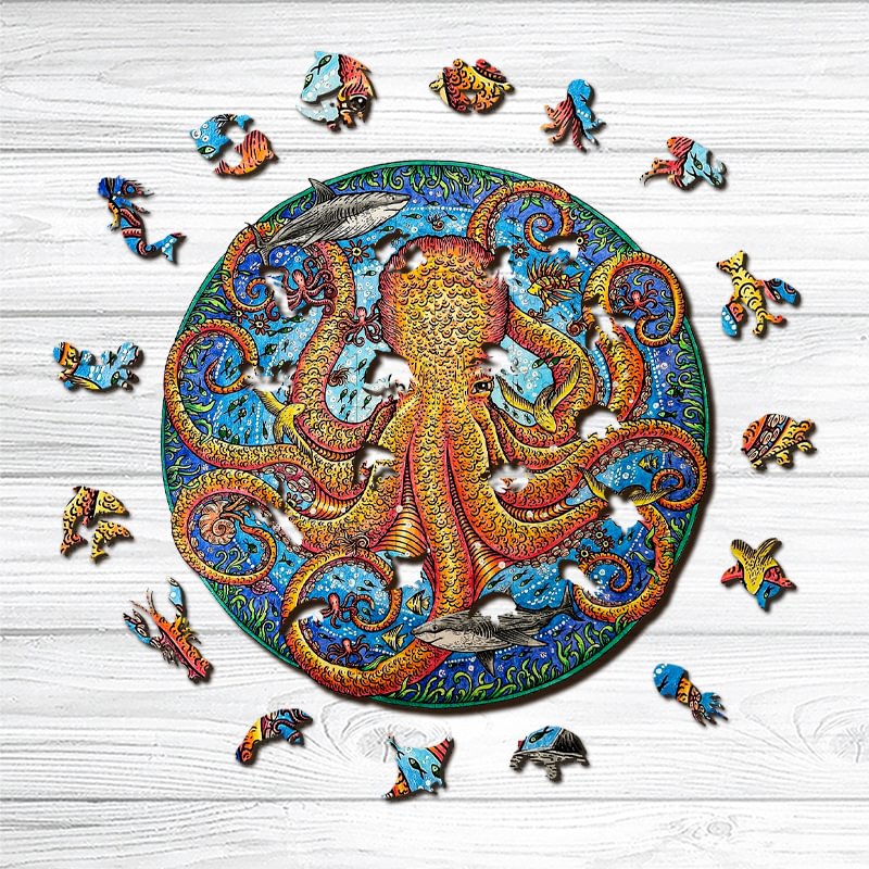 Jeffpuzzle™-Jeffpuzzle™Giant Octopus Wooden Jigsaw Puzzle
