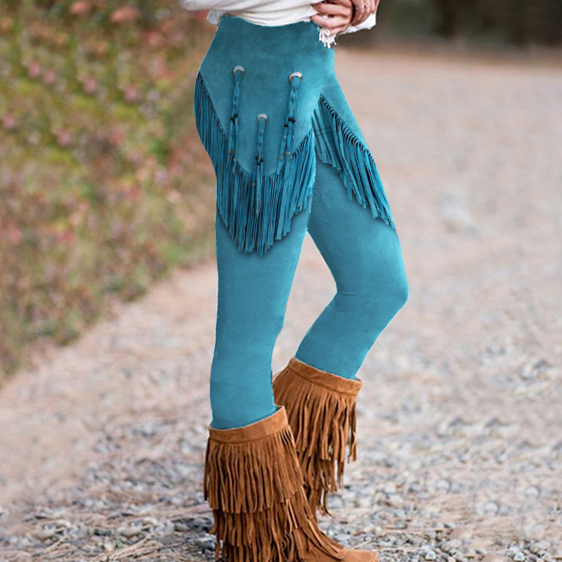  Western Tassels Tribal Print Skinny Casual Leggings Westsshops