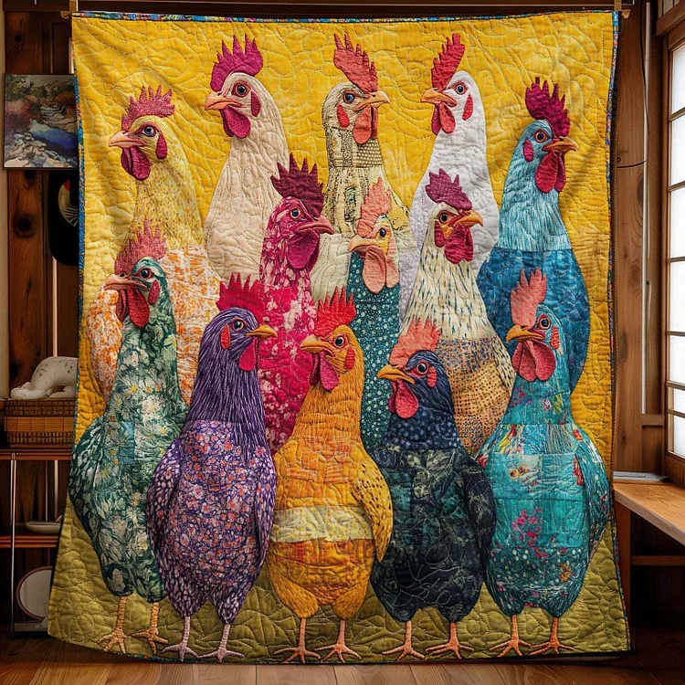 Radiant Roosters Blanket - H196 - Premium Blanket The Cold Blanket