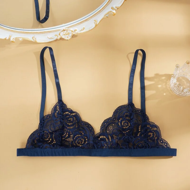 Sexy Woman Bra Floral Lace Bra Wire Free Bralette Female Unlined Breathable Lingerie Ultra-Light Adjustable Brassiere Hot 1/2pcs