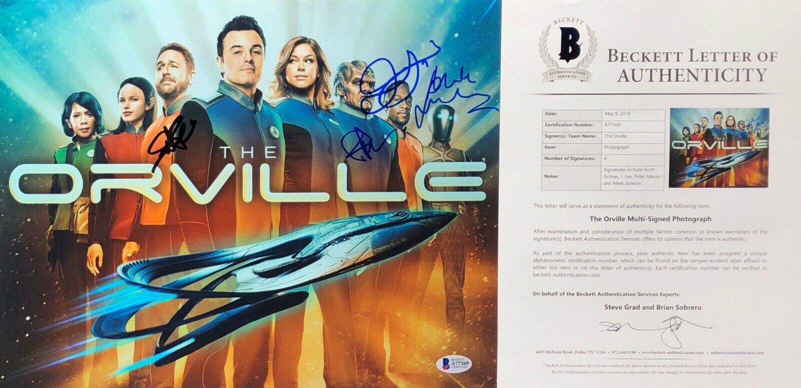 Scott Grimes J. Lee Peter Macon Mark Jackson Signed The Orville 11x14 Photo Poster painting BAS