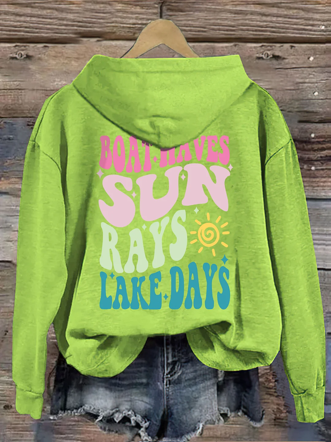 Boat Waves Sun Rays Lake Days Hoodie