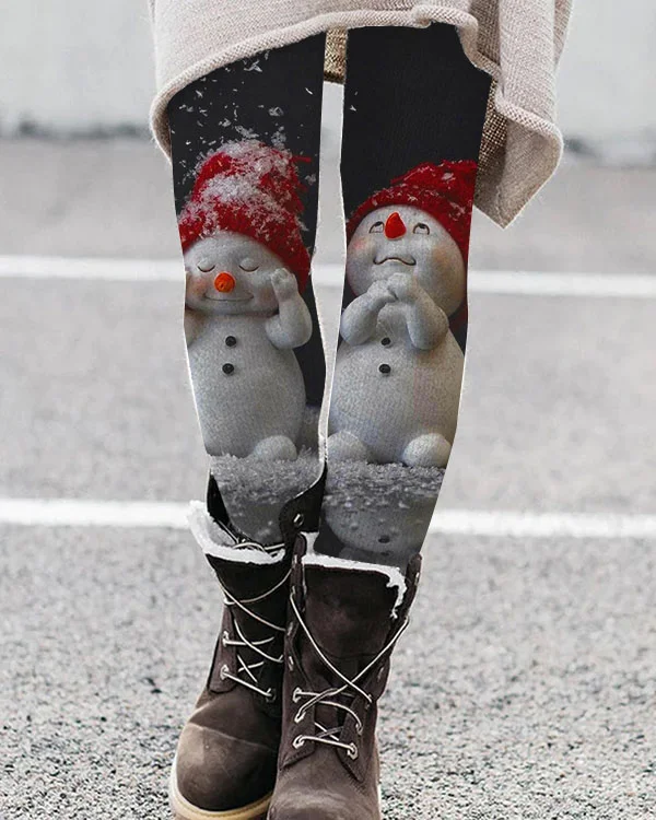 Snowman Print Leggings-