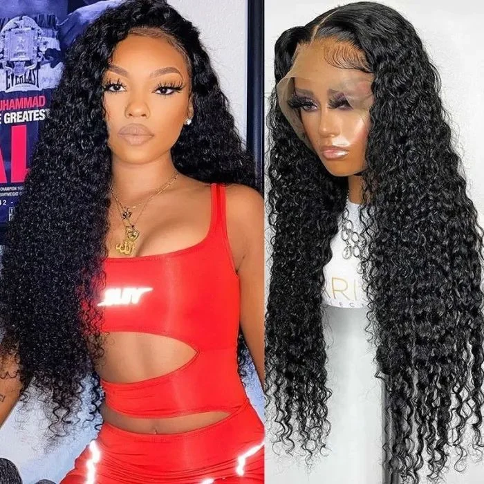 Curly Glueless Lace Front Wigs Human Hair 13x4 HD Lace Wigs for Women Natural Color