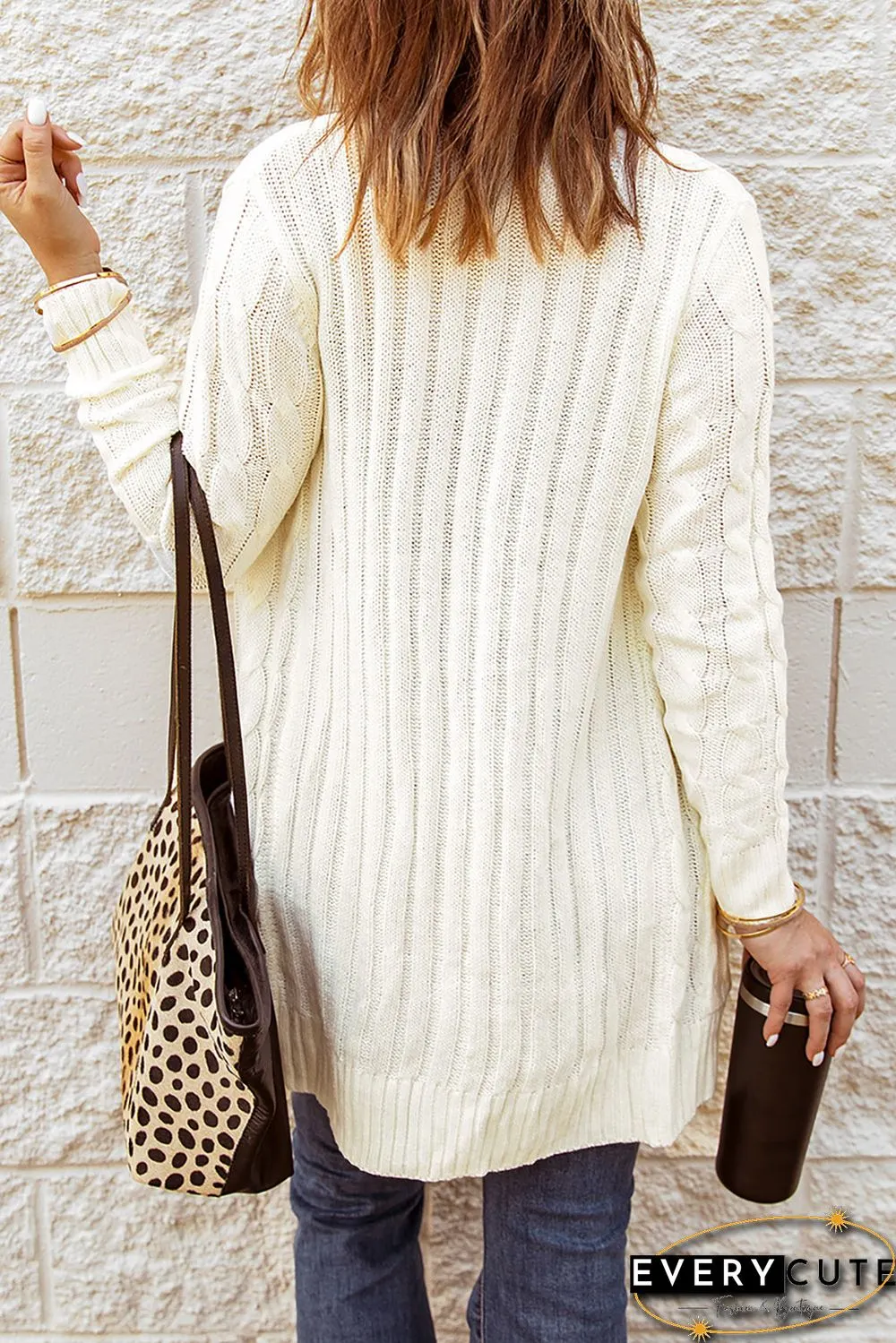 White Button Pocket Knit Cardigan