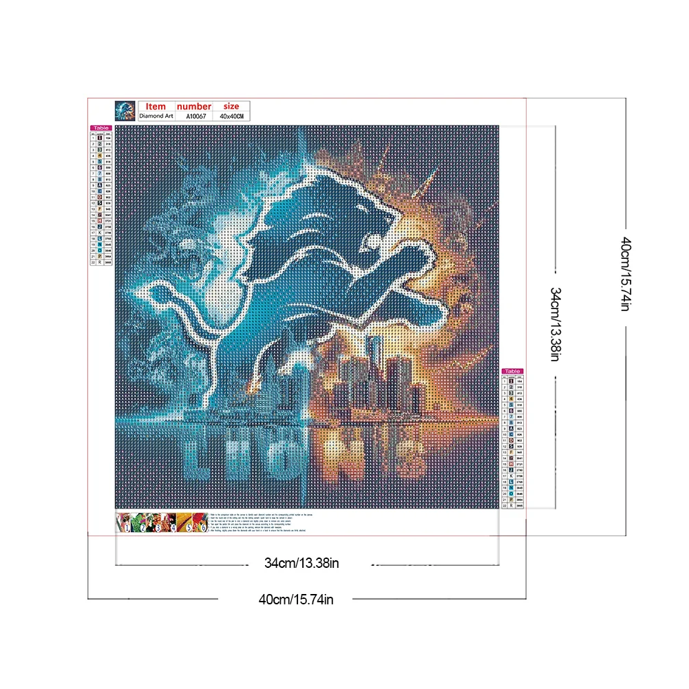 Diamond Painting - Full Round Drill - Detroit Lions(Canvas|40*40cm)