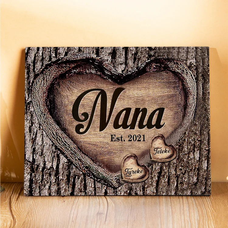 2 Names-Nan/Nana/Nanny/Grandma/Mam/Mum Personalized Name Wooden Ornament Custom Text And Date Home Decoration for Family