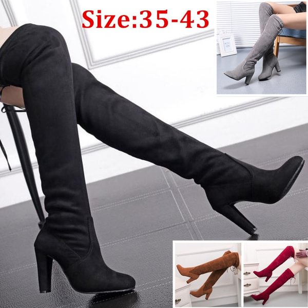 Autumn And Winter Women's Fashion Boots Over Knee High Boot Lace Up High Heel Long Thigh Boots Shoes 35-43 - Shop Trendy Women's Fashion | TeeYours