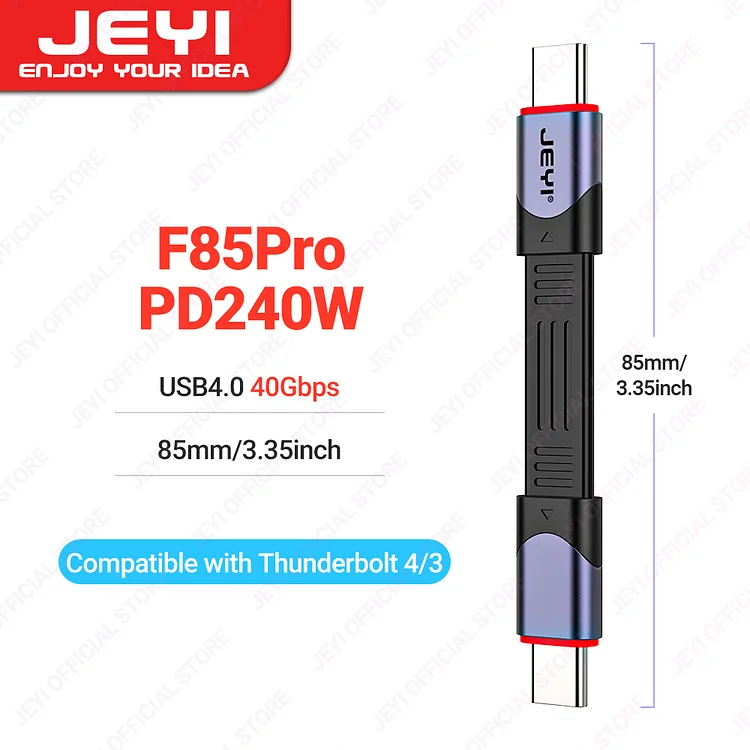 JEYI USB 4.0 FPC Cable, 40Gbps Data Transfer, 240W PD 8K HD Display USB-C Flat Cord for Compatible with Thunderbolt 4/3, MacBook, Laptop, Tablet