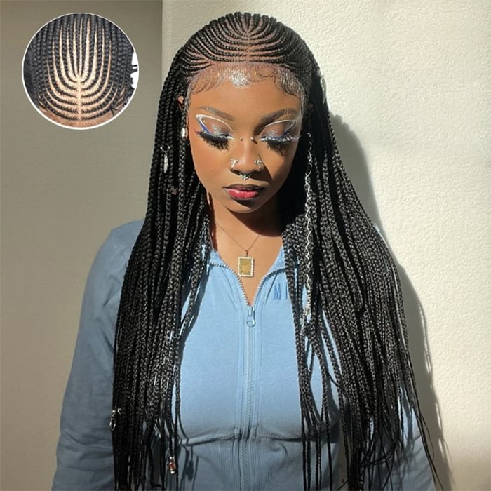 WeQueen Fulani Braided Neat Braids Lace Front Wigs