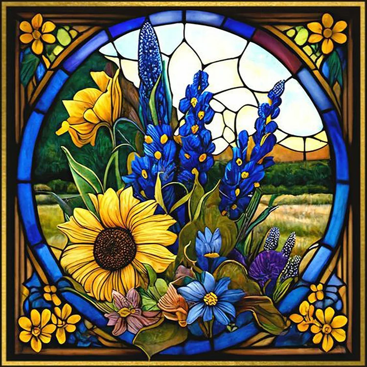 Stained Glass Sunflower - Full Round - Diamond Painting (45*45cm)
