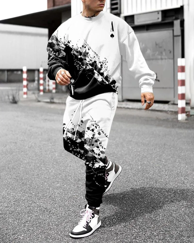 Men's Poker Printing Hoodies suits