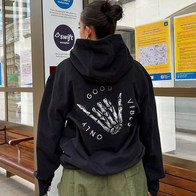 Only Good Vibes Skull Hoodie