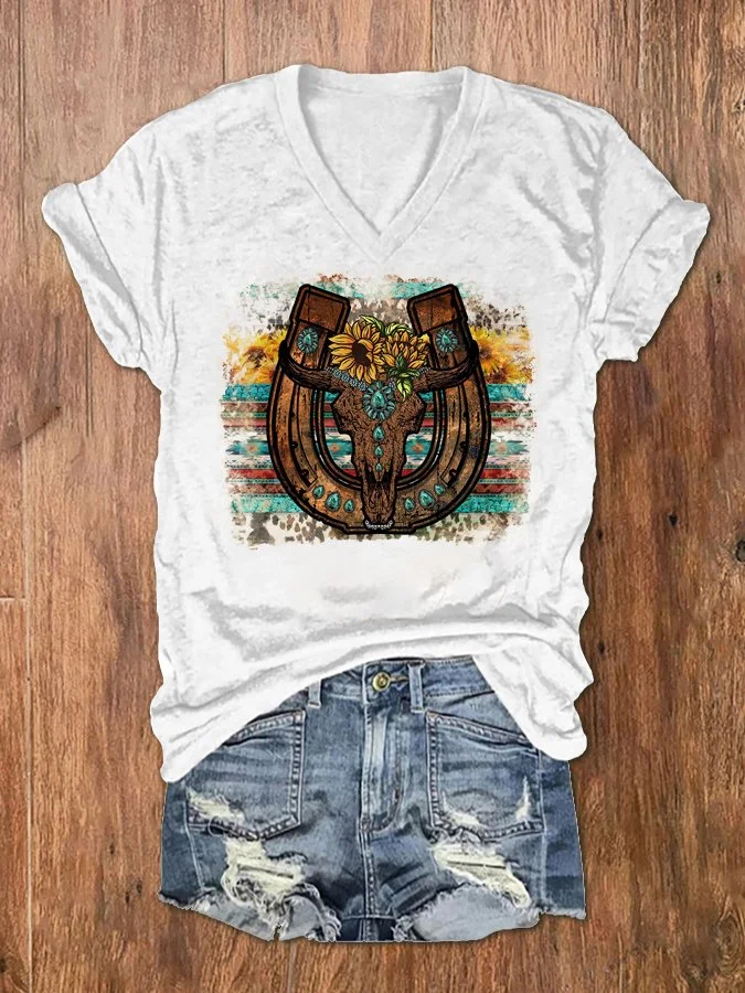 Women's Western Cowgirls Print T-Shirt