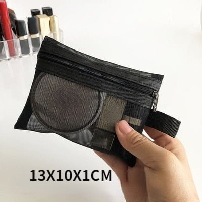 Women Mesh Cosmetic Bag Travel Storage Makeup Bag Organizer Female Make Up Pouch Portable Small Large Toiletry Beauty Case