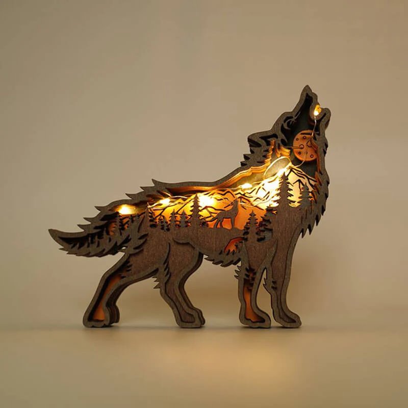 WoodyOrnament Wolf Carving Handcraft Gift