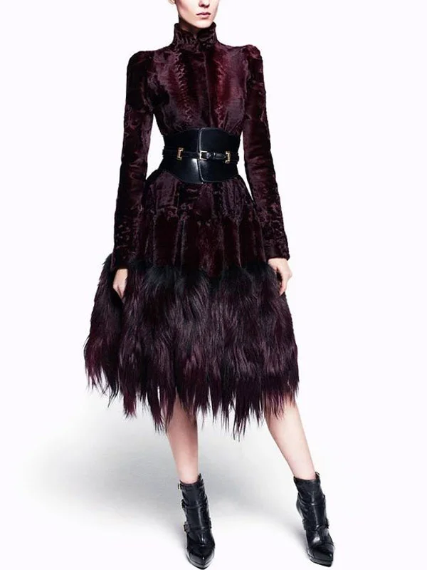 Temperament Warm Ladies Fur Dress