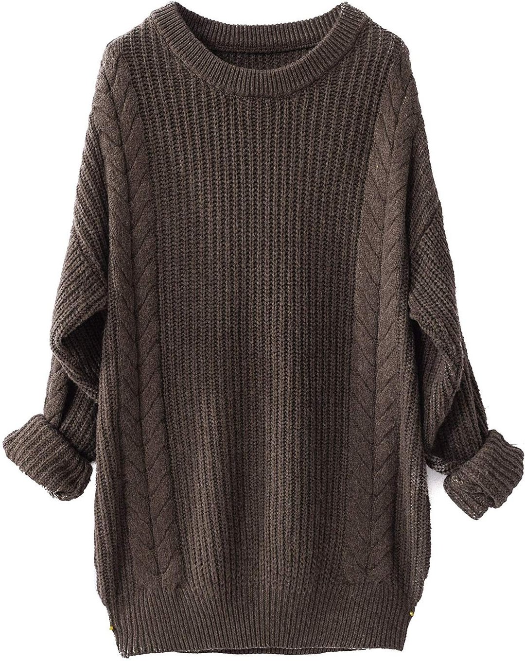 Women's Cashmere Oversized Loose Knitted Crew Neck Long Sleeve Winter Warm Wool Pullover Long Sweater Dresses Tops