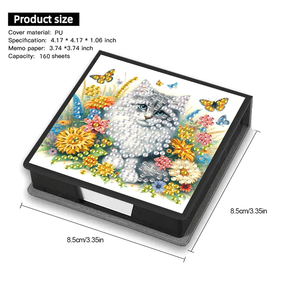 DIY Flower Cat Diamond Painting Memo Pad Holder Mosaic Kit for DIY Art Craft