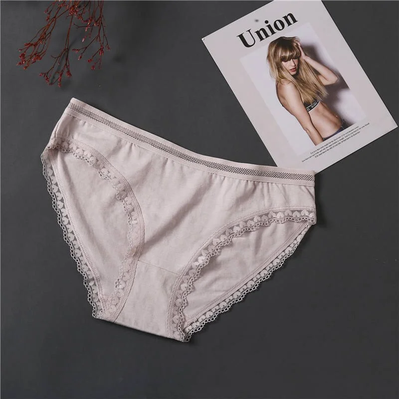Women Cotton Panties Sexy Lace Briefs Female Underwear Ladies Floral Low Waist Underpants Lingerie Pantys for Woman Panties