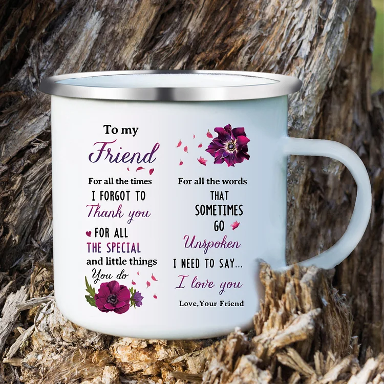 To My Friend Photo Mug Enamel Violets Cup Personalized Gifts for Friends - For All The Times I Forgot To Thank You
