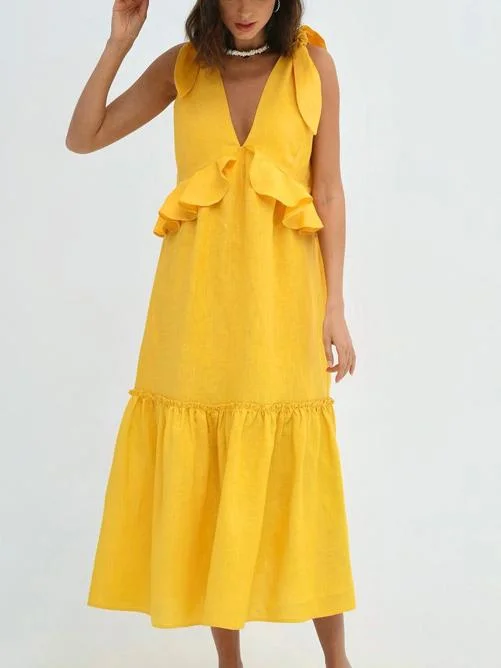 Ruffled Sleeveless Maxi Dress