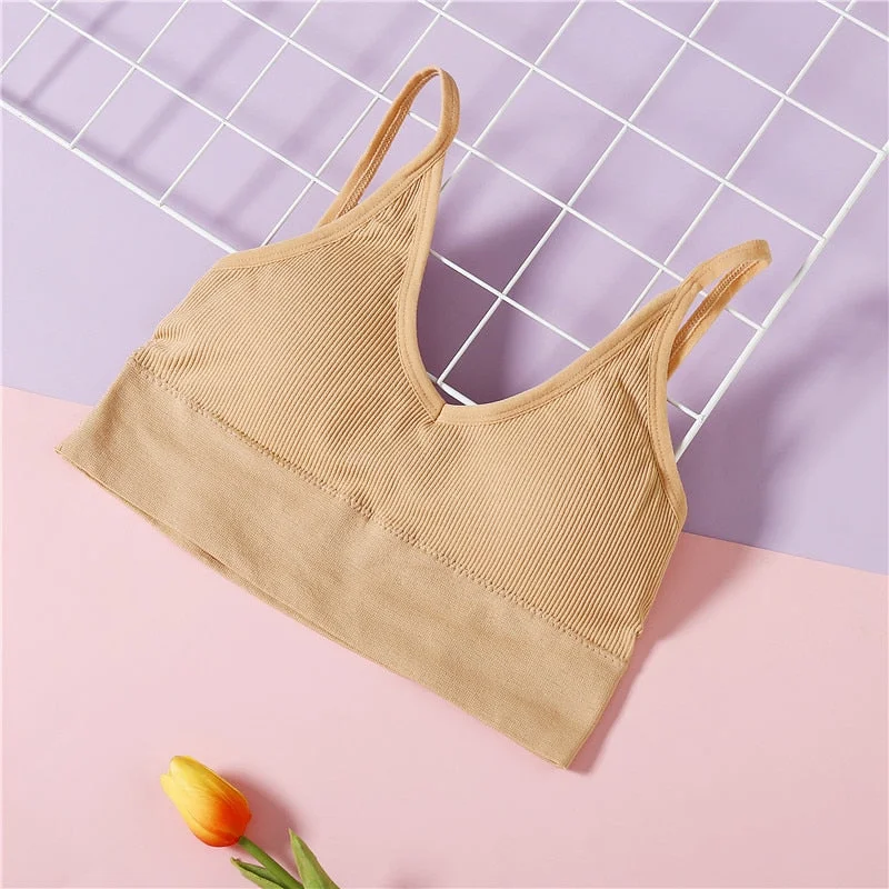 FINETOO Sexy Backless Bralette Active Bra For Women Seamless Padded Bra Women Lingerie Cotton Wireless Long Tops Brassiere Bra