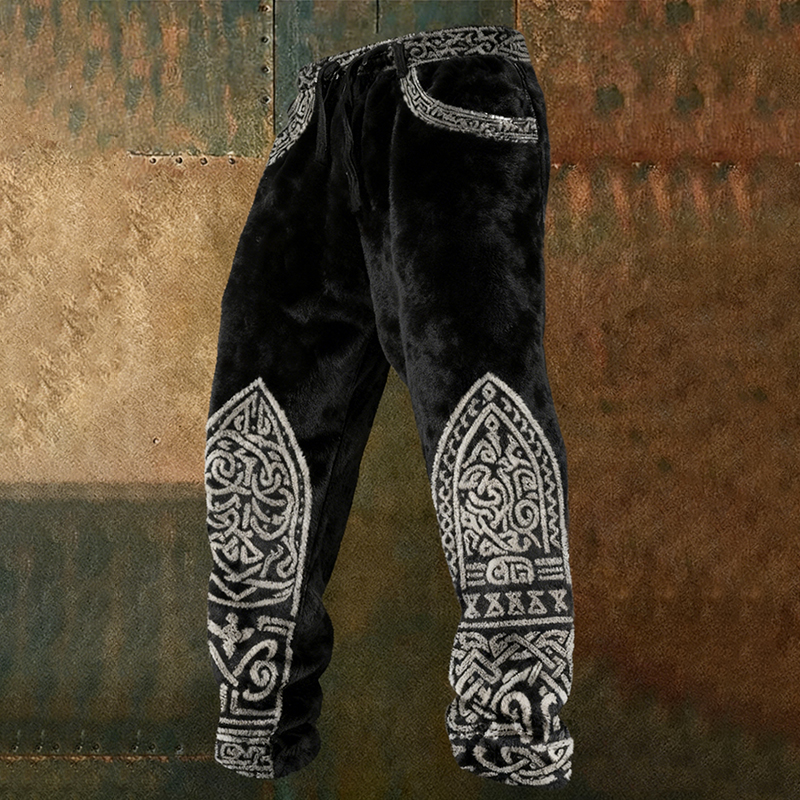 Men's Viking Celtic Pattern Art Cozy Flannel Pants elevenforest