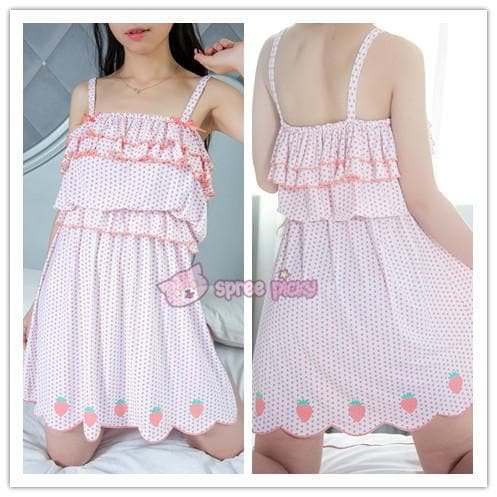 [Reservation] Strawberry Cute Pie Strap Dress Sleep Dress SP153219