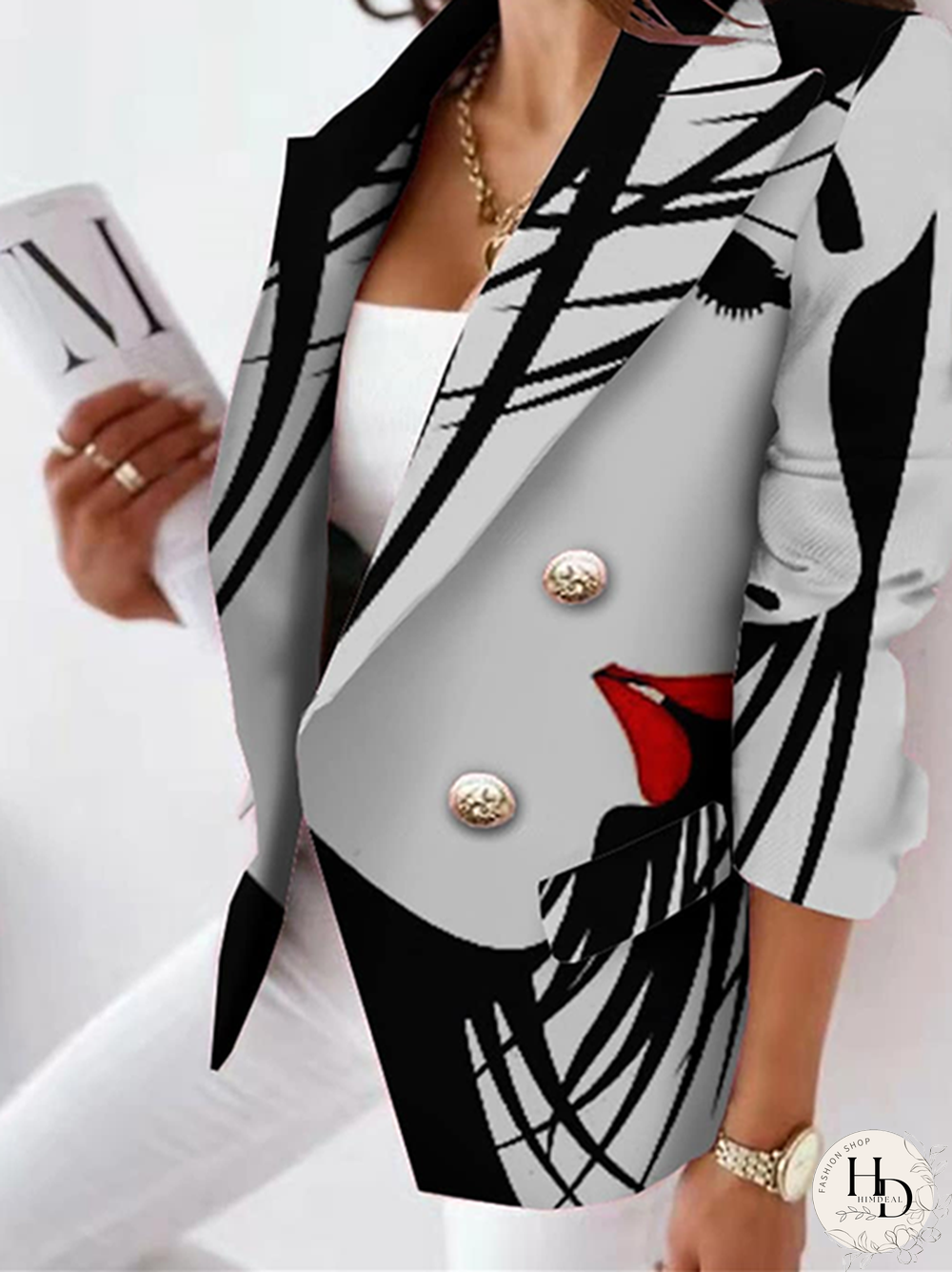 Abstract Loose Casual Blazer