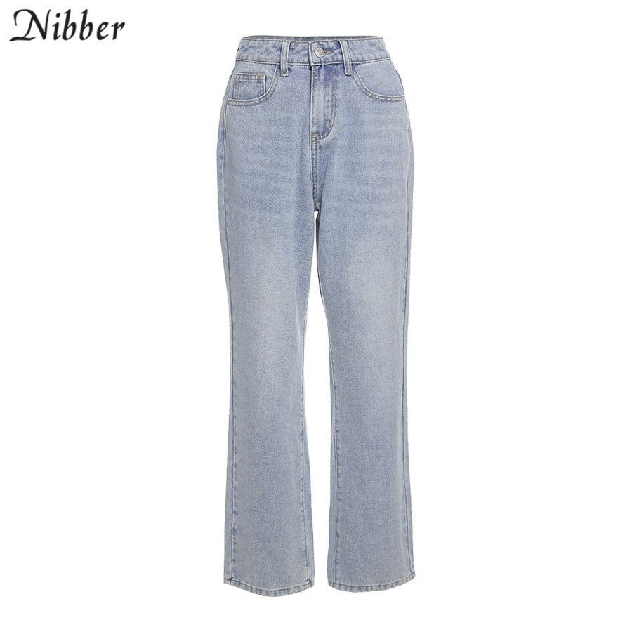 Nibber Harajuku Sweet Butterfly Print Graphic Design Denim Pants For Women's Leisure Streetwear Jeans Basic Loose Trousers Mujer