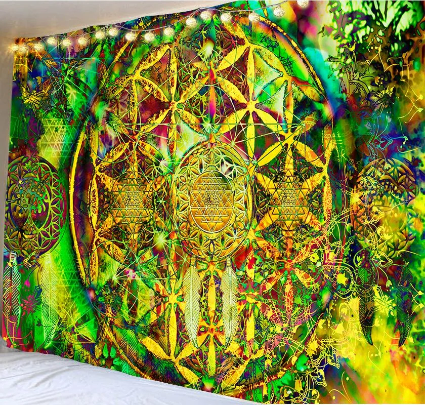 India Mandala Tapestry Wall Hanging Boho Decor Wall Cloth Tapestries Psychedelic Hippie Night Moon Tapestry Mandala Wall Carpet