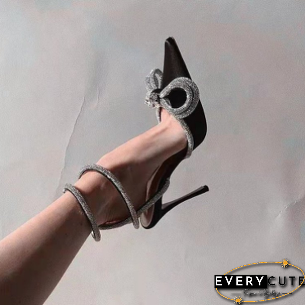 New Rhinestone Butterfly-knot Sandals Woman Wedding Pumps High Heel Sandals Women Pearl Pearl Diamond High Heels Party Shoes