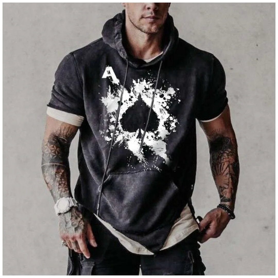 Mens Poker Ace of Spades Tie-Dye Printed Street Hoodie / [viawink] /