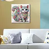 Niedliche Blumen-Mandala-Katze speziell geformte 5D-DIY-Teilbohrer-Diamanten-Punkte, Edelstein-Kunst-Kits mit Rahmen, Diamanten-Gem&auml;lde, Edelstein-Kun