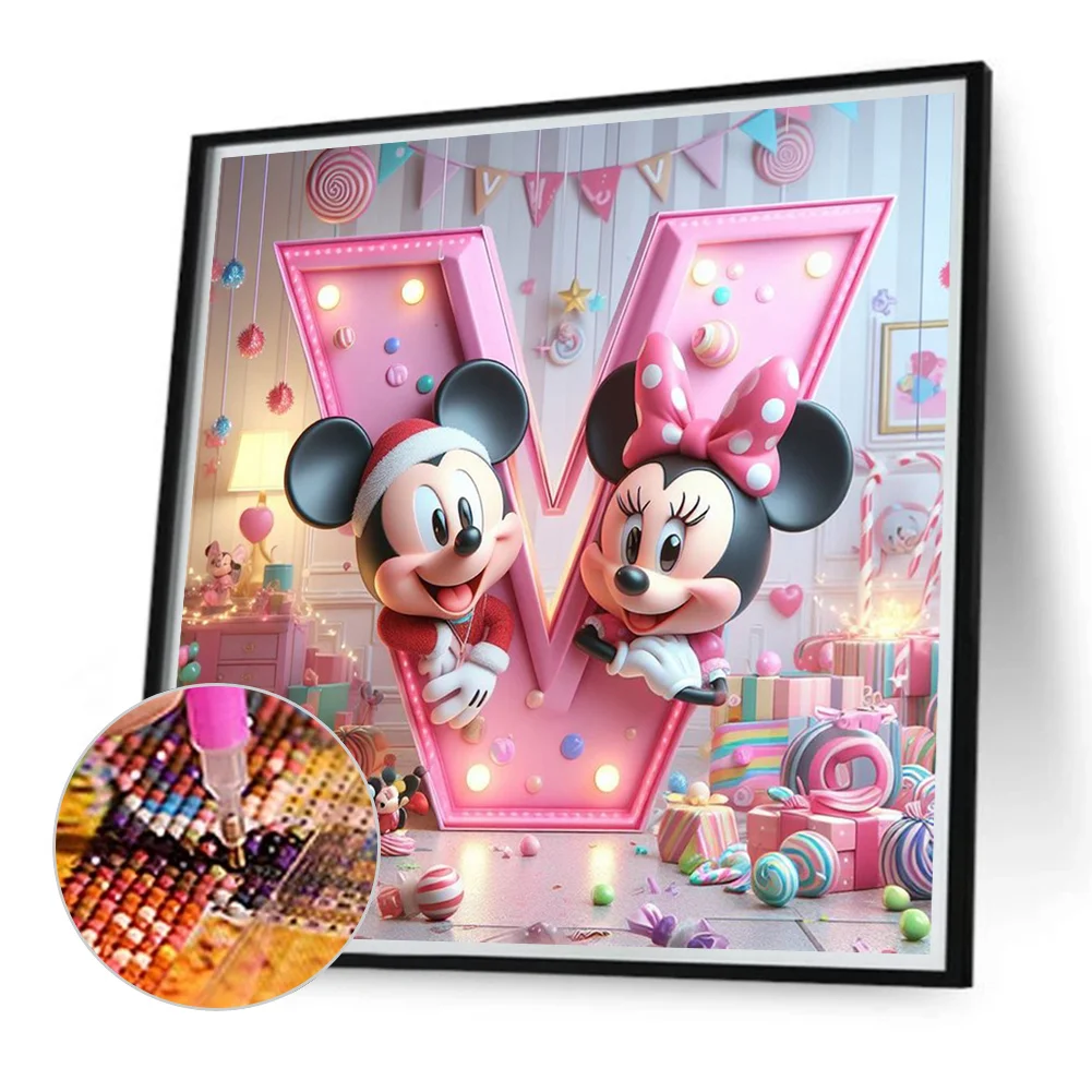 Full Round Diamond Painting 40*40cm - Disney Mickey Minnie Alphabet