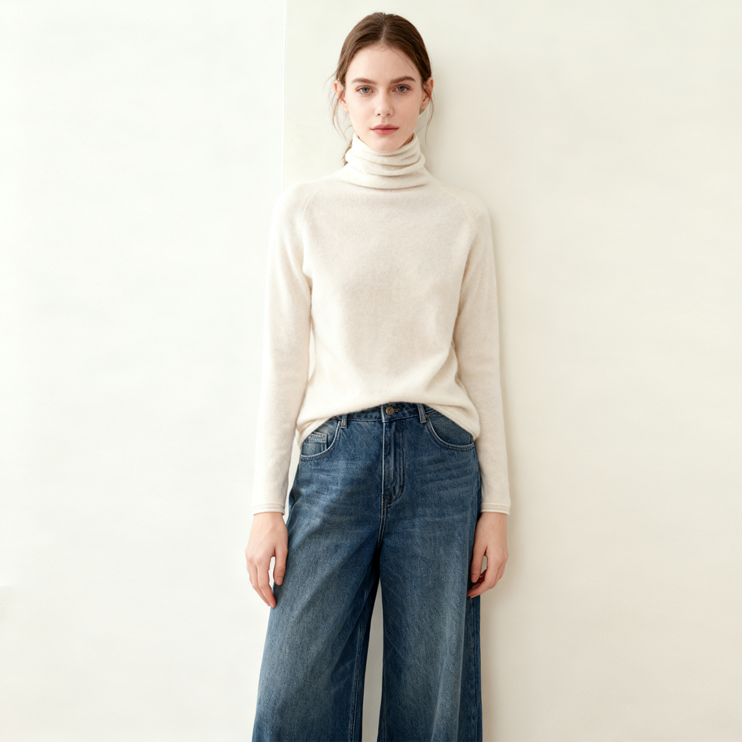 Women's Classic Turtleneck Cashmere Sweater REAL SILK LIFE