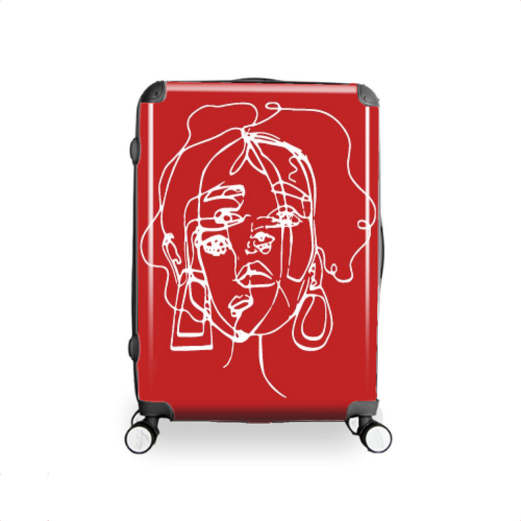 Line Silhouette Of Girl, Sculpture Hardside Luggage