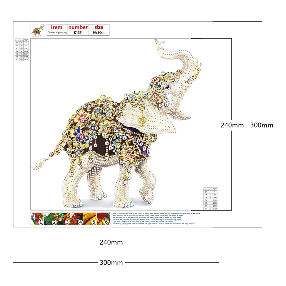 Diamond Painting - Partial Special Shaped Drill - Elephant(30*30cm)