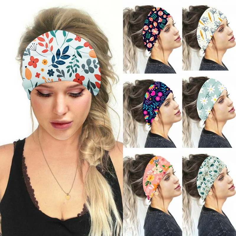 Sdrawing Sdrawing Printed Headwear Women's Headcarripe Sports Headband Fashion Wide-Border Yoga Headbands Breathable Soft Hair