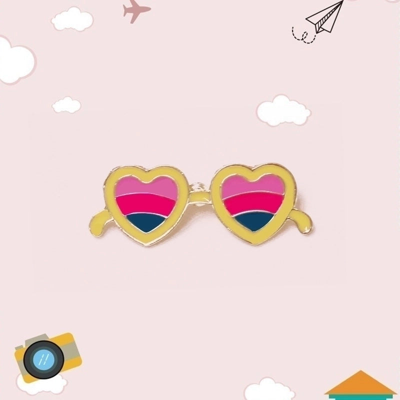 5 Pieces Cute Pin Geometric Rainbow Heart Shape Alloy Enamel Women’S Brooches