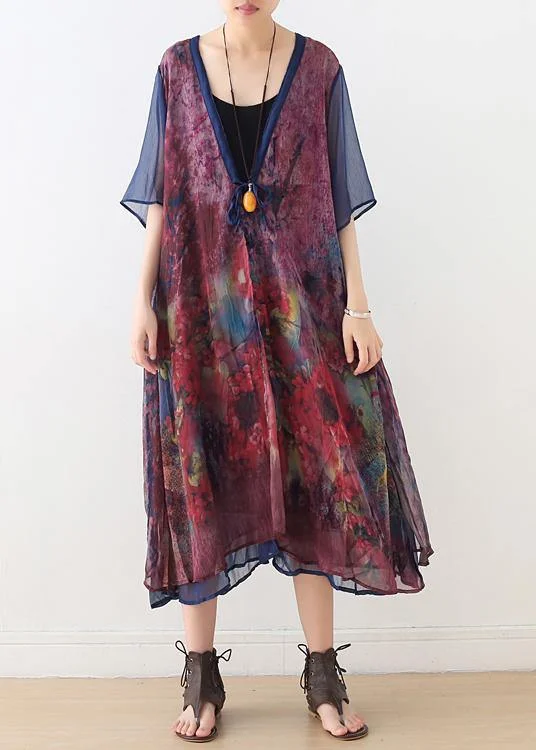 French Print Batwing Sleeve Long Cardigan
